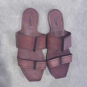 Saint Laurent Leather Slide Sandals, 38 EU, Excellent condition